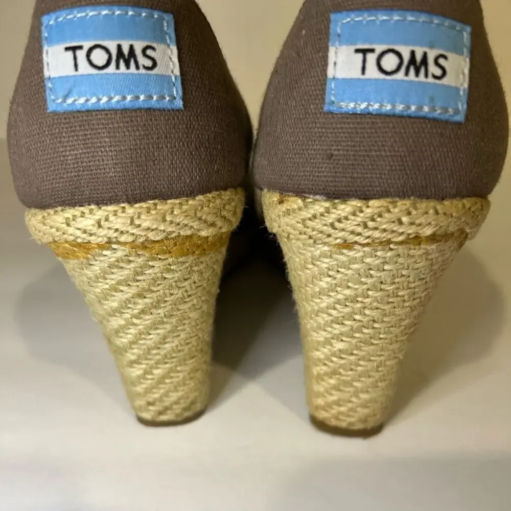 Toms Women's Taupe Wedge Heels Size 7.5